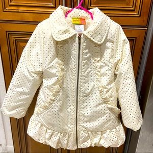Kid Penelope Mack Cream Gold Polka Dot Sherpa Lined Puffed Jacket / Coat  Size 6